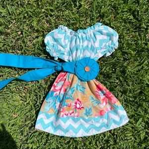 ADELAIDE ORIGINAL blue pink chevron and floral boho little girl's dress